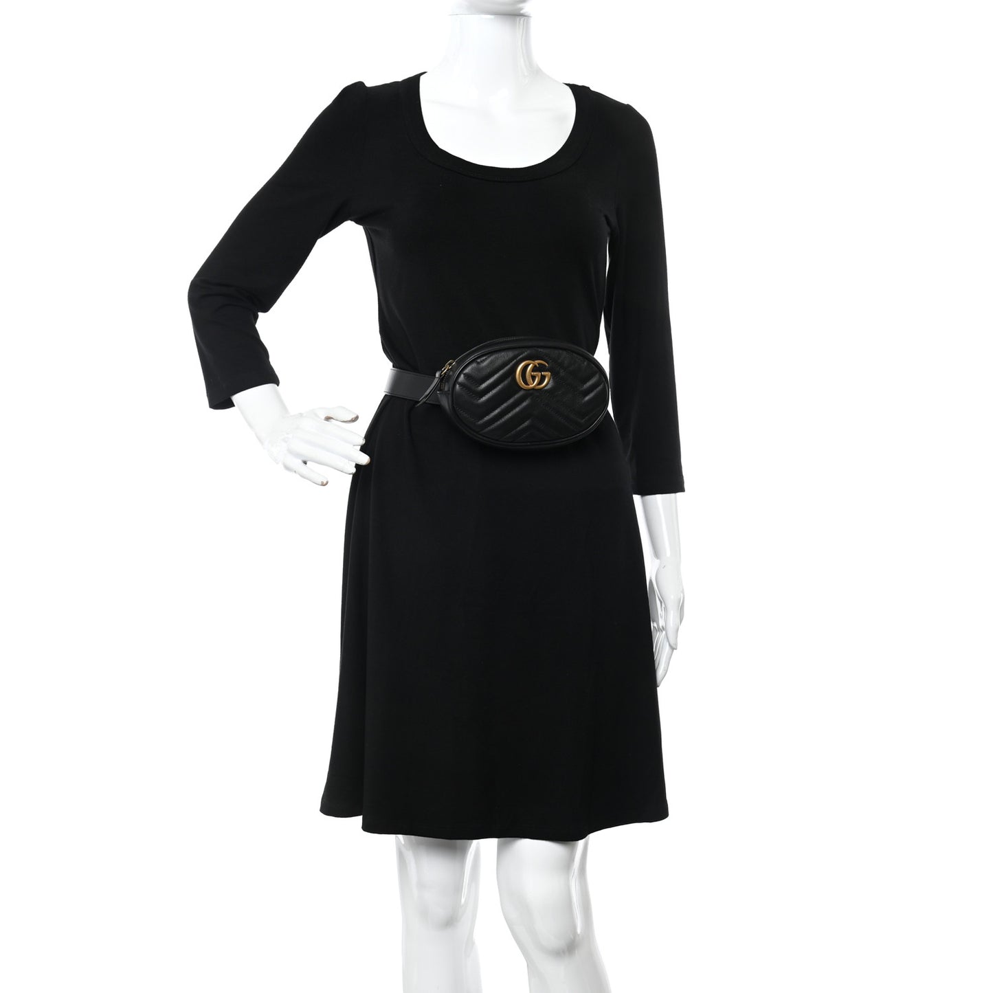 Calfskin Matelasse GG Marmont Belt Bag 65 26 Black