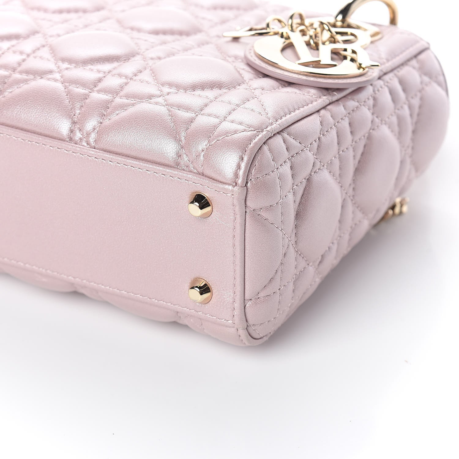 Christian Dior Metallic Lambskin Cannage Mini Lady Dior Lotus 8 of 8