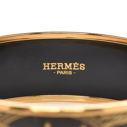 Hermes Enamel Printed Wide Grand Apparat Bracelet 65 Black 6 of 6