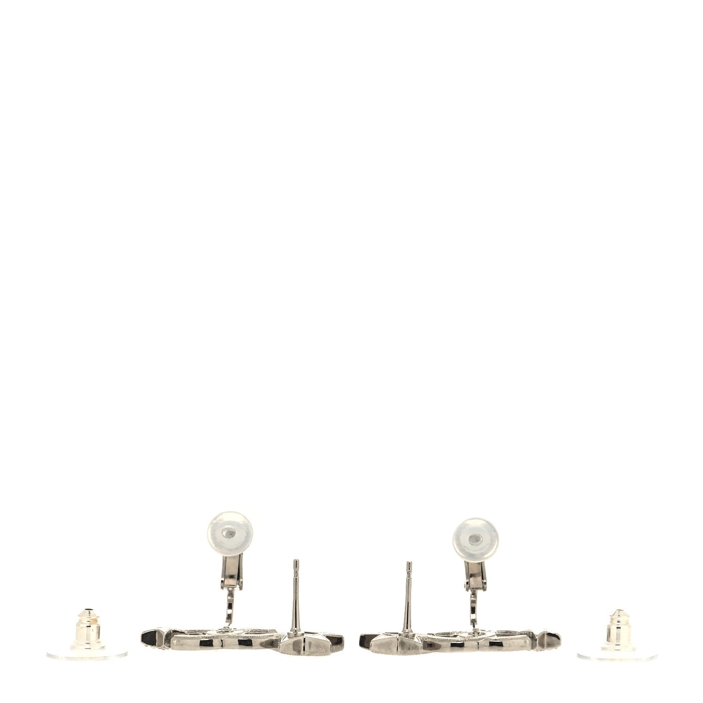 Enamel Crystal CC Starfall Earrings Silver Black