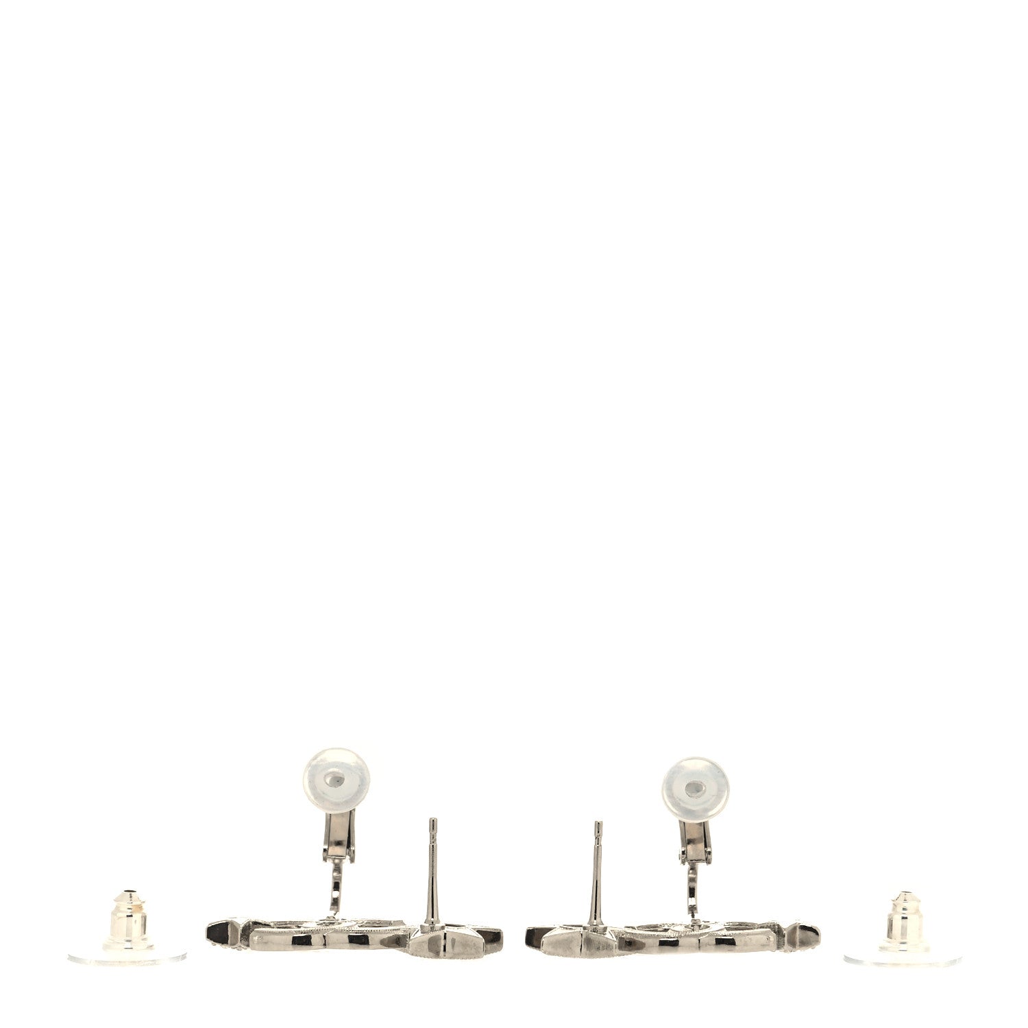 Chanel Enamel Crystal CC Starfall Earrings Silver Black 3 of 4