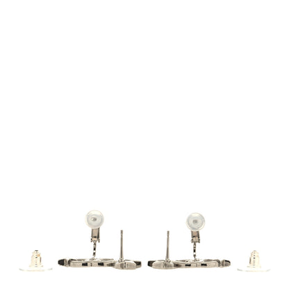 Chanel Enamel Crystal CC Starfall Earrings Silver Black 3 of 4