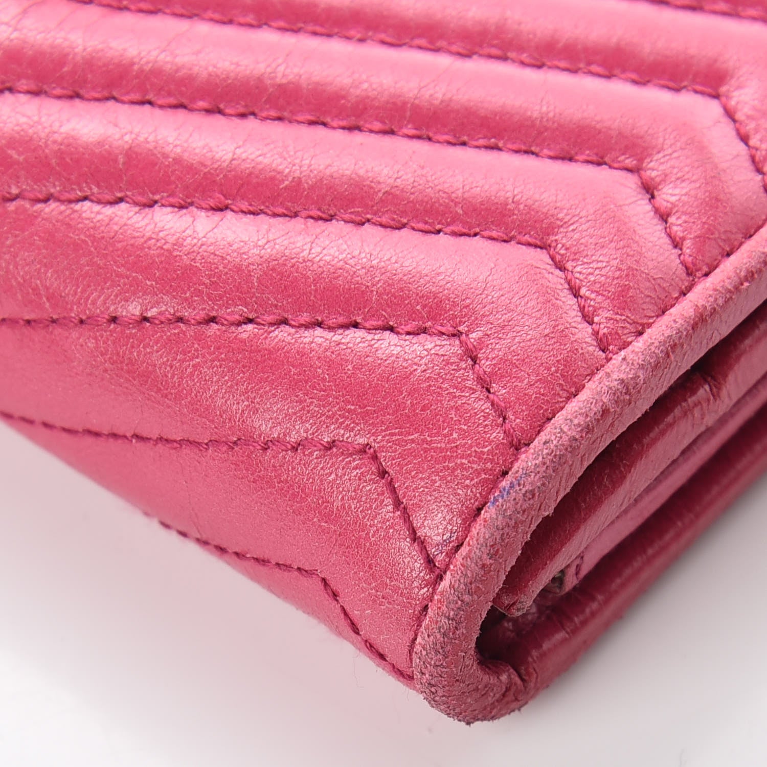 Prada Vitello Antic Soft Metal Chevron Wallet Pink 7 of 16