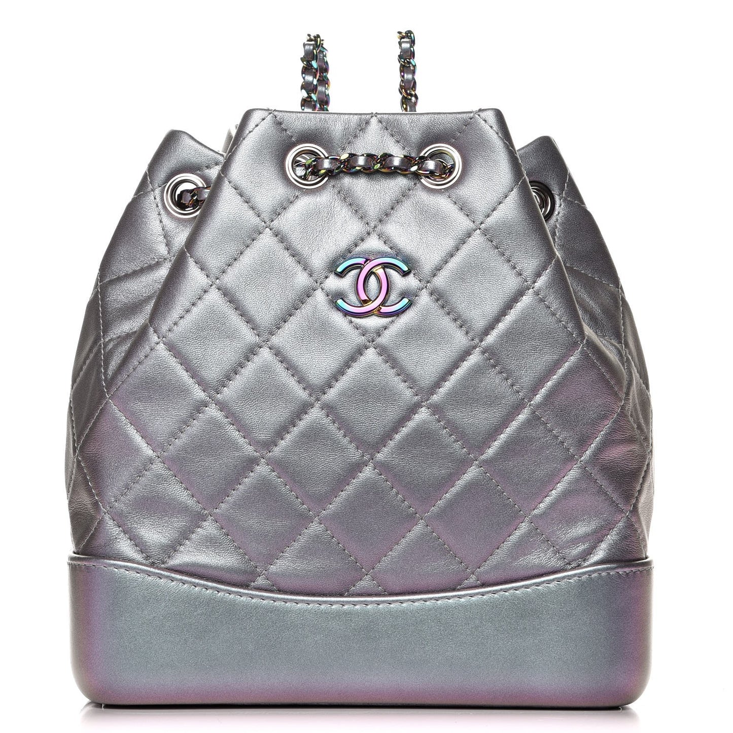 Iridescent Lambskin Calfskin Small Quilted Gabrielle Backpack Light Purple