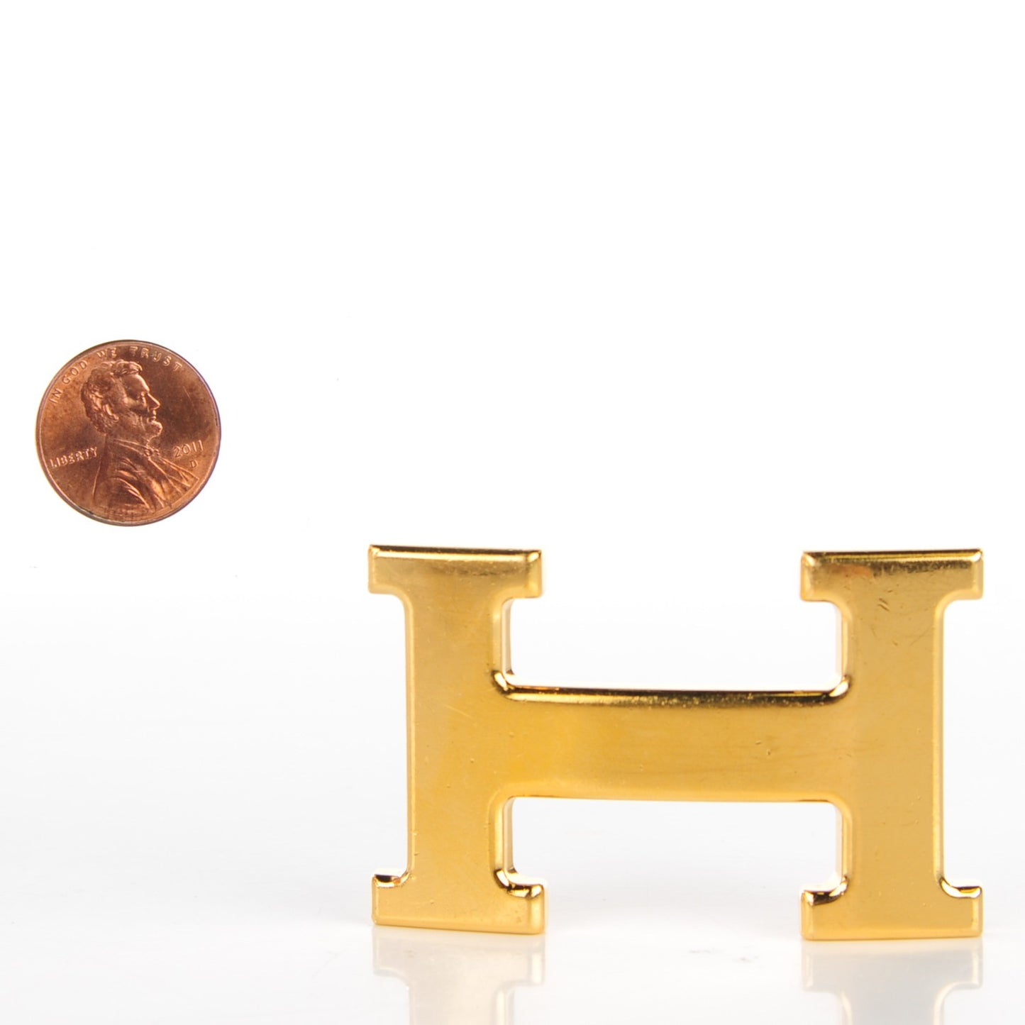 Polished 32mm H Belt Buckle Gold