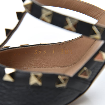 Valentino Garavani Pebbled Calfskin Rockstud Ankle Strap 100mm Pumps 38.5 Black 8 of 23