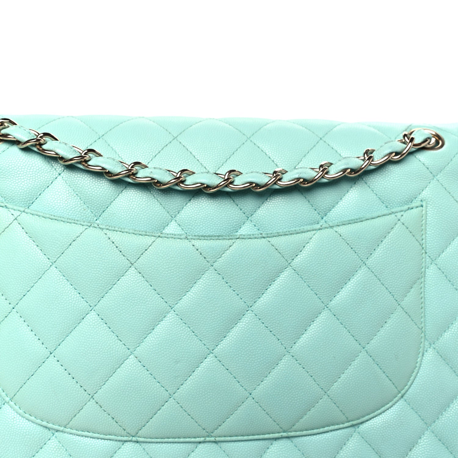 Chanel Caviar Quilted Jumbo Double Flap Light Green 11 of 16