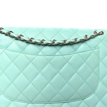 Chanel Caviar Quilted Jumbo Double Flap Light Green 11 of 16