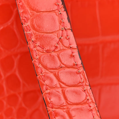 Mulberry Calfskin Crocodile Embossed Medium Harlow Satchel Orange 11 of 12