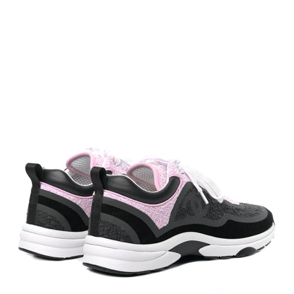 Chanel Tweed Suede Calfskin CC Sneakers 40 Gray Pink 6 of 17