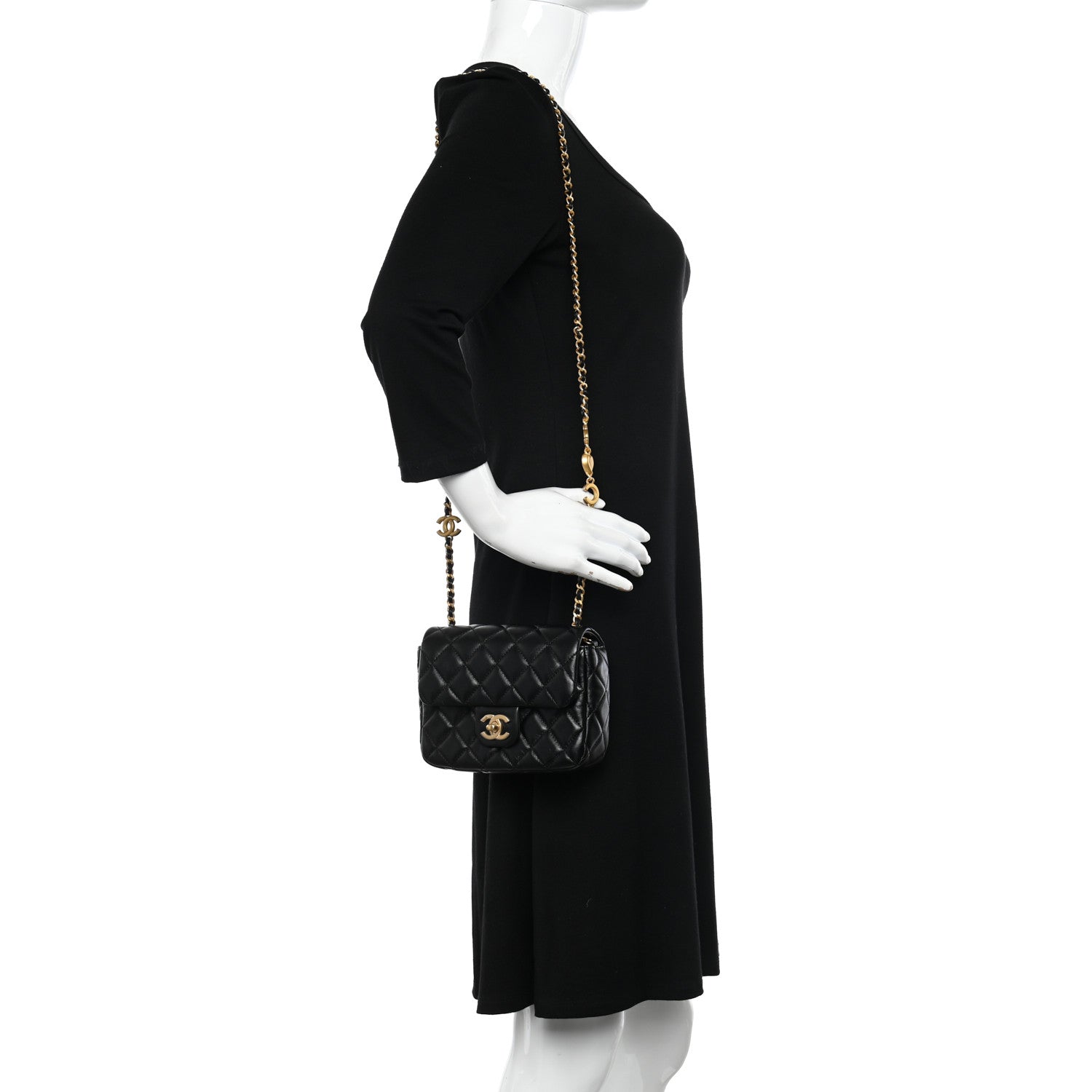 Chanel Lambskin Enamel Quilted Mini Coco Hearts Square Flap Black 2 of 10