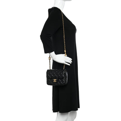 Chanel Lambskin Enamel Quilted Mini Coco Hearts Square Flap Black 2 of 10