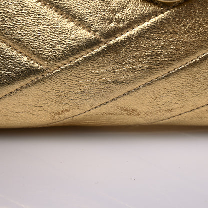 Chanel Metallic Lambskin Crystal Chevron Chain Clutch Gold 12 of 12