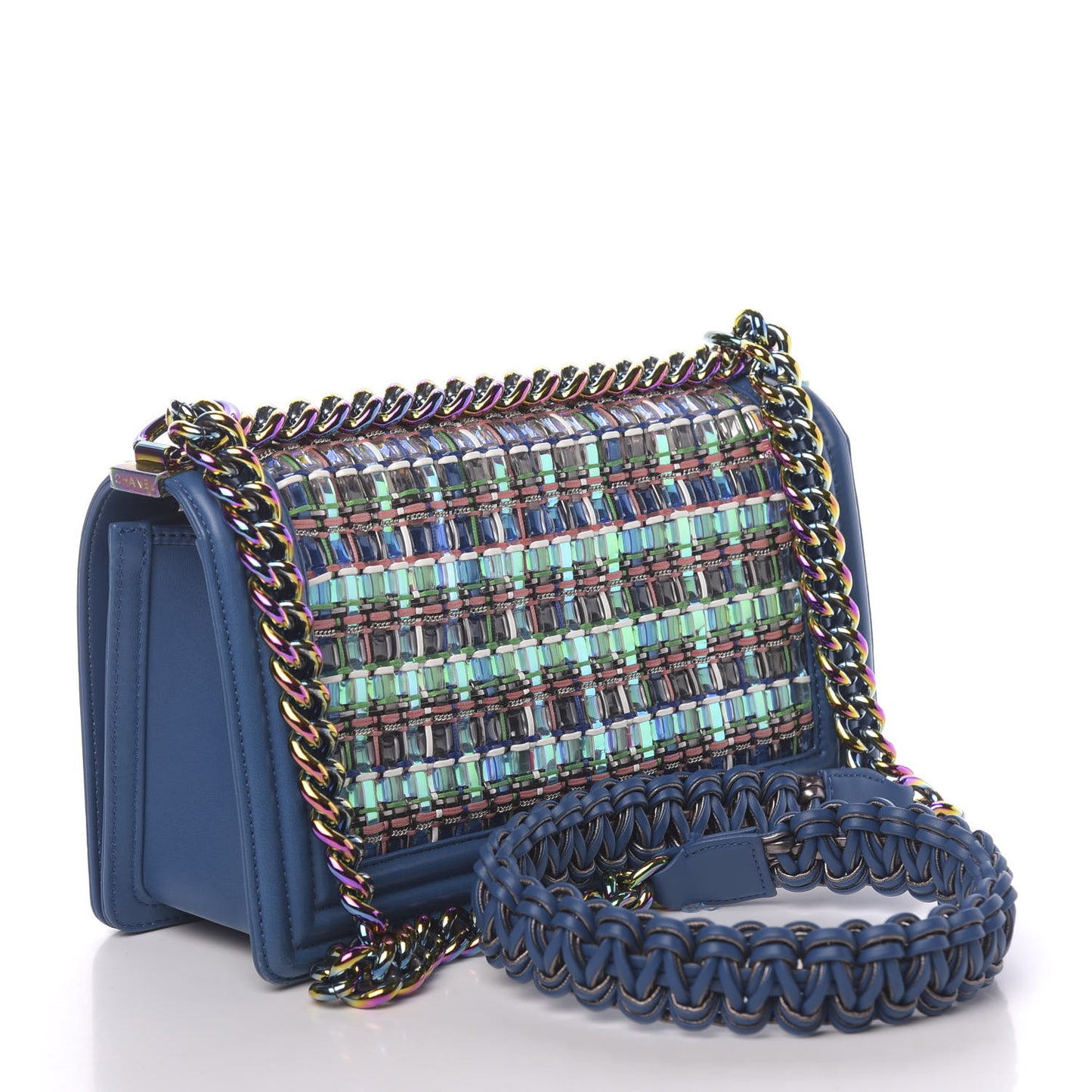 PVC Thread Woven Medium Boy Flap Dark Blue