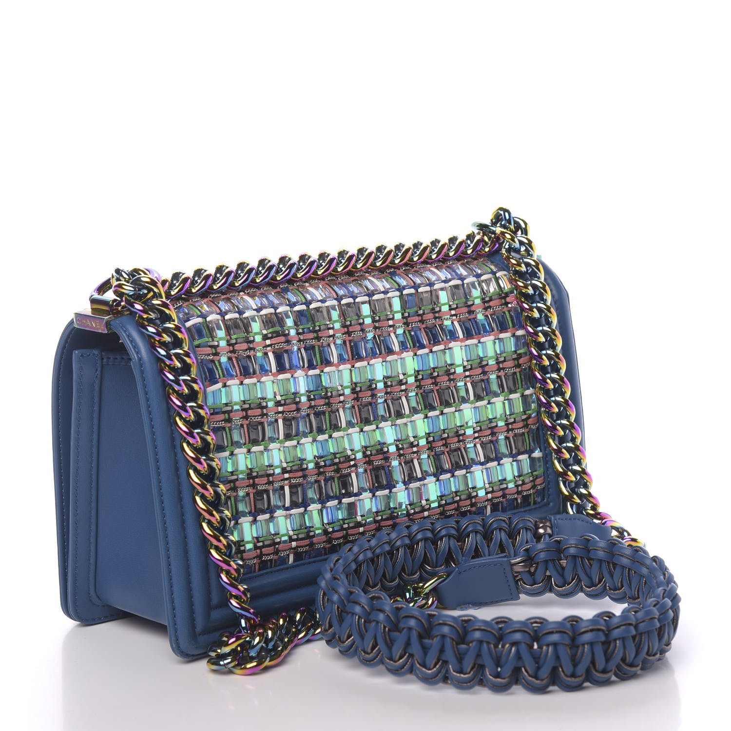 Chanel PVC Thread Woven Medium Boy Flap Dark Blue 3 of 11