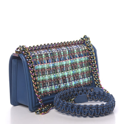 Chanel PVC Thread Woven Medium Boy Flap Dark Blue 3 of 11