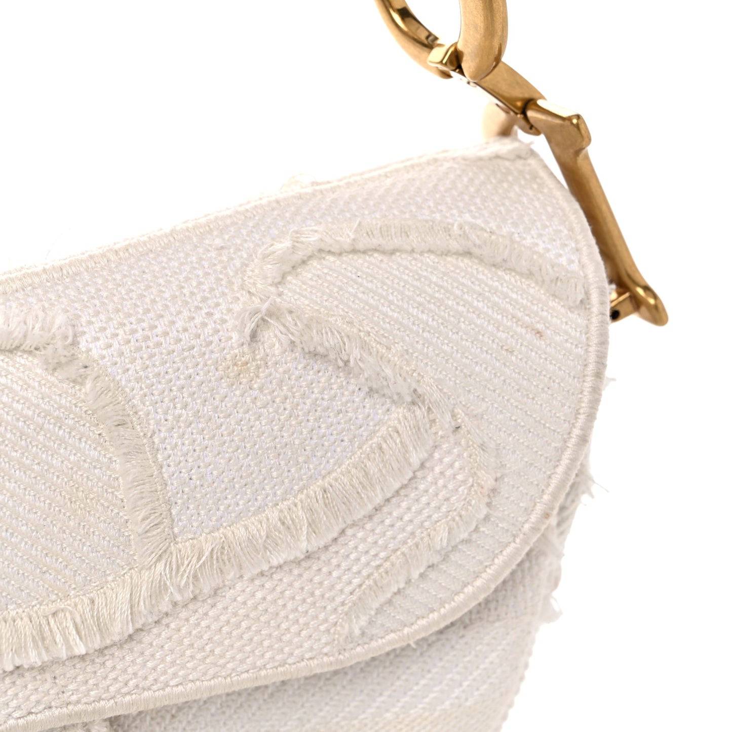 Canvas Embroidered Camouflage Saddle Bag White