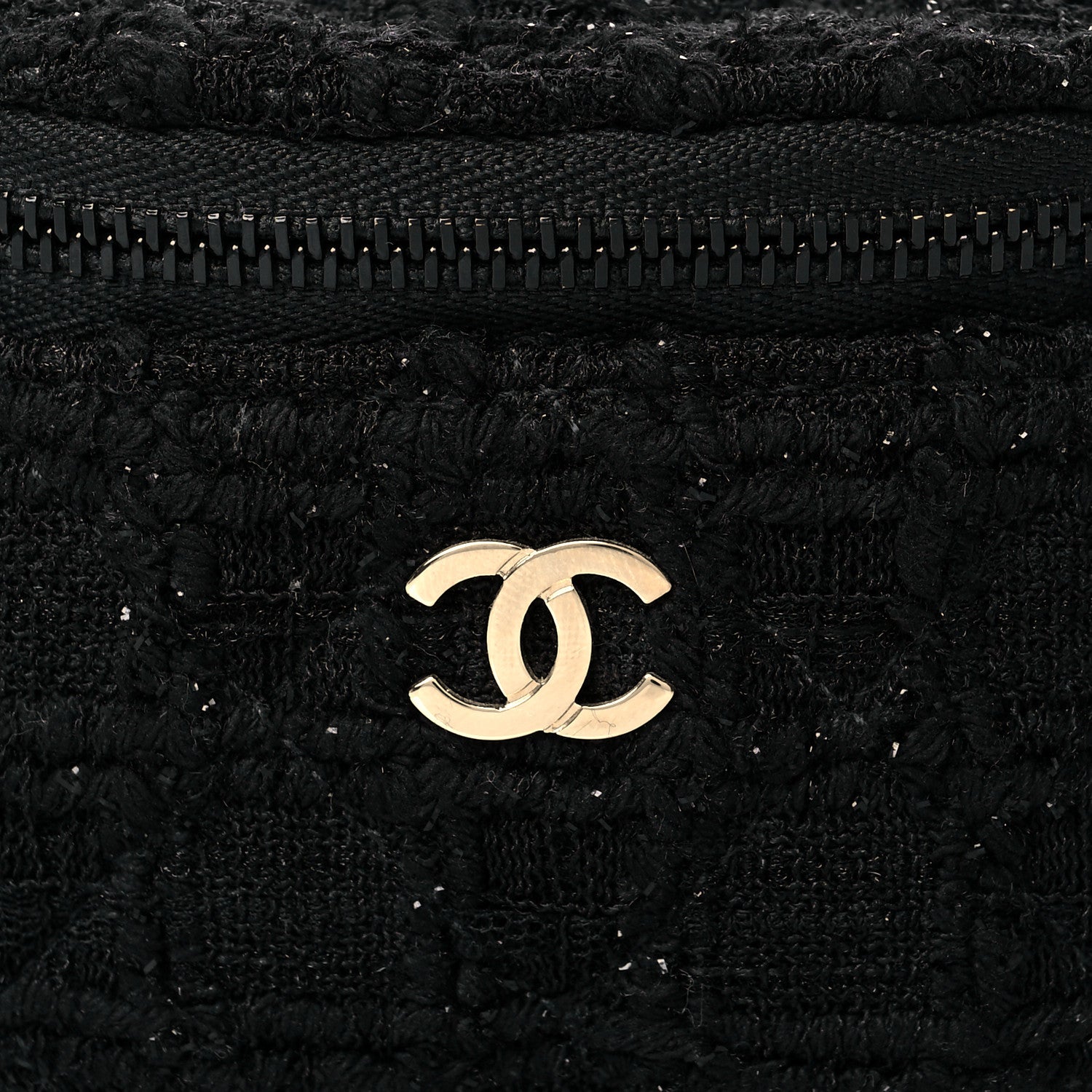 Chanel Tweed Lambskin Quilted Arm Coin Purse Black 8 of 11