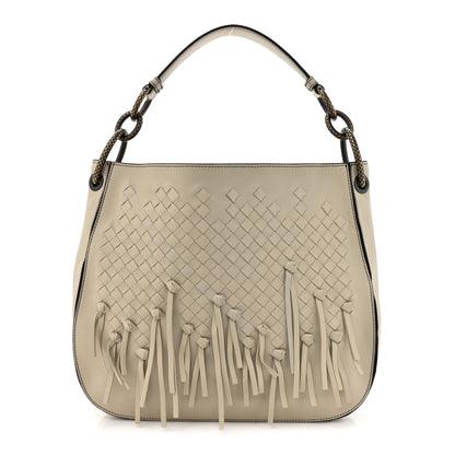 Bottega Veneta Nappa Intrecciato Fringe Large Brio Loop Hobo Beige 1 of 10