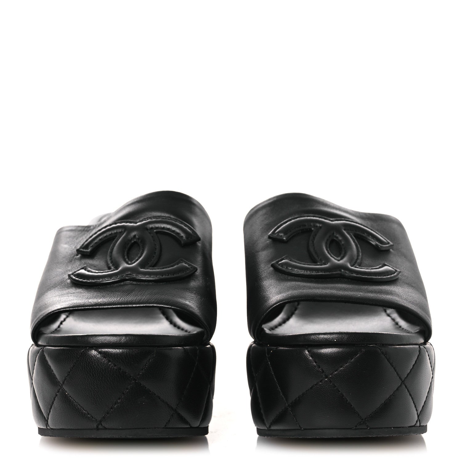 Chanel Lambskin Quilted CC Platform Mules 40 Black 3 of 13