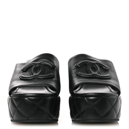 Chanel Lambskin Quilted CC Platform Mules 40 Black 3 of 13