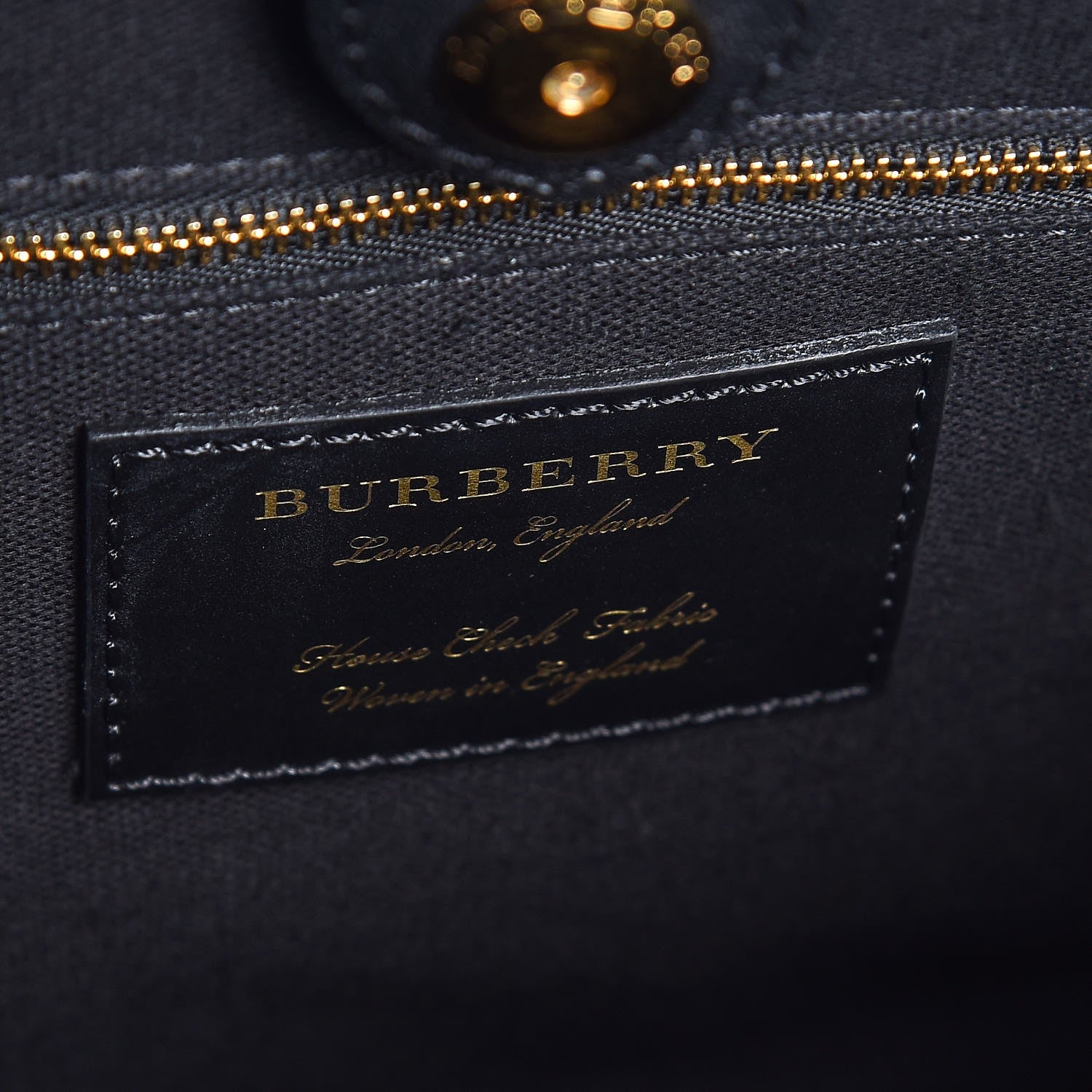 Burberry Grainy Calfskin House Check Medium Banner Tote Black 8 of 10
