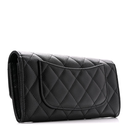 Chanel Caviar Quilted Large Gusset Flap Wallet Black 3 of 11