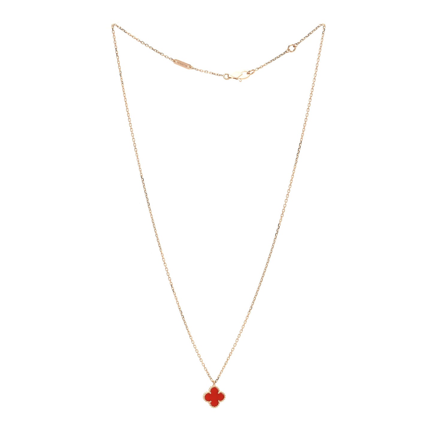18K Rose Gold Carnelian Sweet Alhambra Pendant Necklace