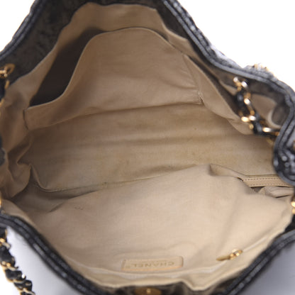 Chanel Crackled Patent Puzzle Tote Black 5 of 14