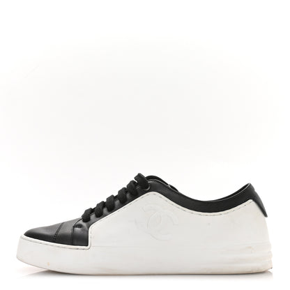 Chanel Calfskin Womens CC Sneakers 36 Black White 1 of 9