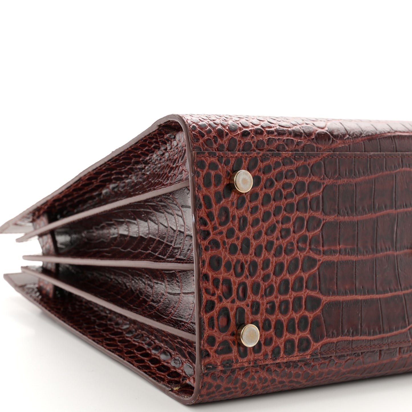 Calfskin Crocodile Embossed Small Sac De Jour Dark Blood
