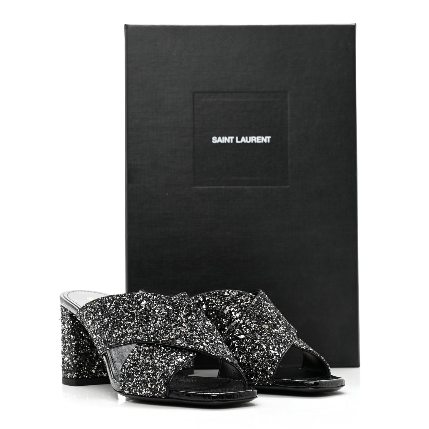 Glitter LouLou 70 Mule Sandals 36 Black