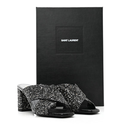 Saint Laurent Glitter LouLou 70 Mule Sandals 36 Black 9 of 9