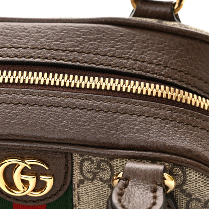 Gucci GG Supreme Monogram Textured Dollar Calfskin Web Mini Ophidia Top Handle Bowler Bag Beige Ebony New Acero 13 of 14