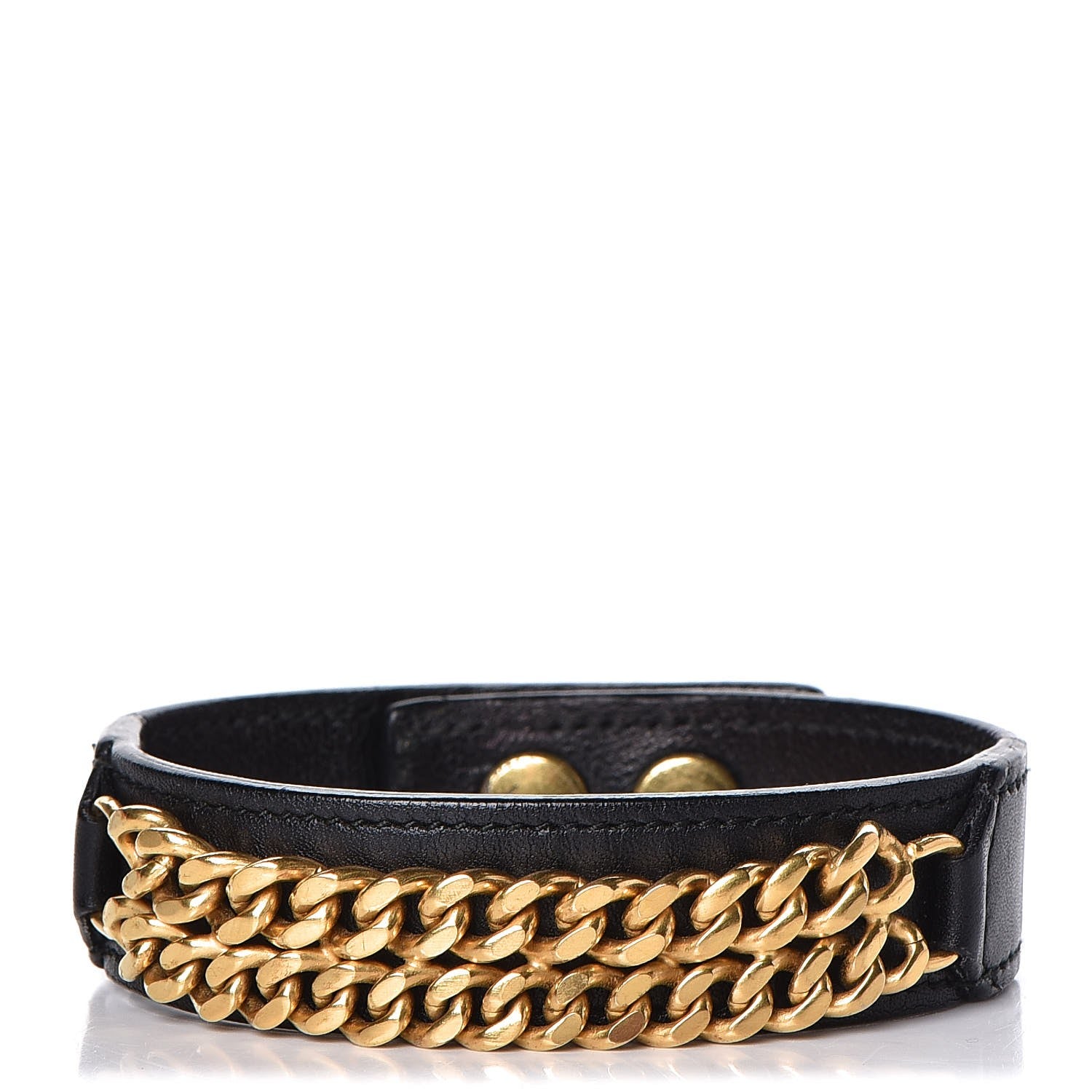 Saint Laurent Calfskin Chain Cuff Bracelet Black 1 of 6