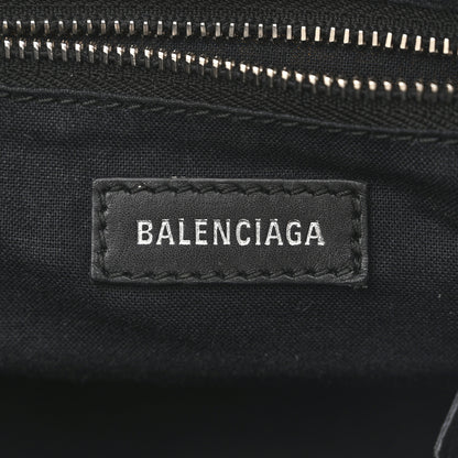 Balenciaga Canvas Satin Calfskin Diagonal Allover Logo Print Classic Silver Hardware Mini City Natural Black 6 of 14