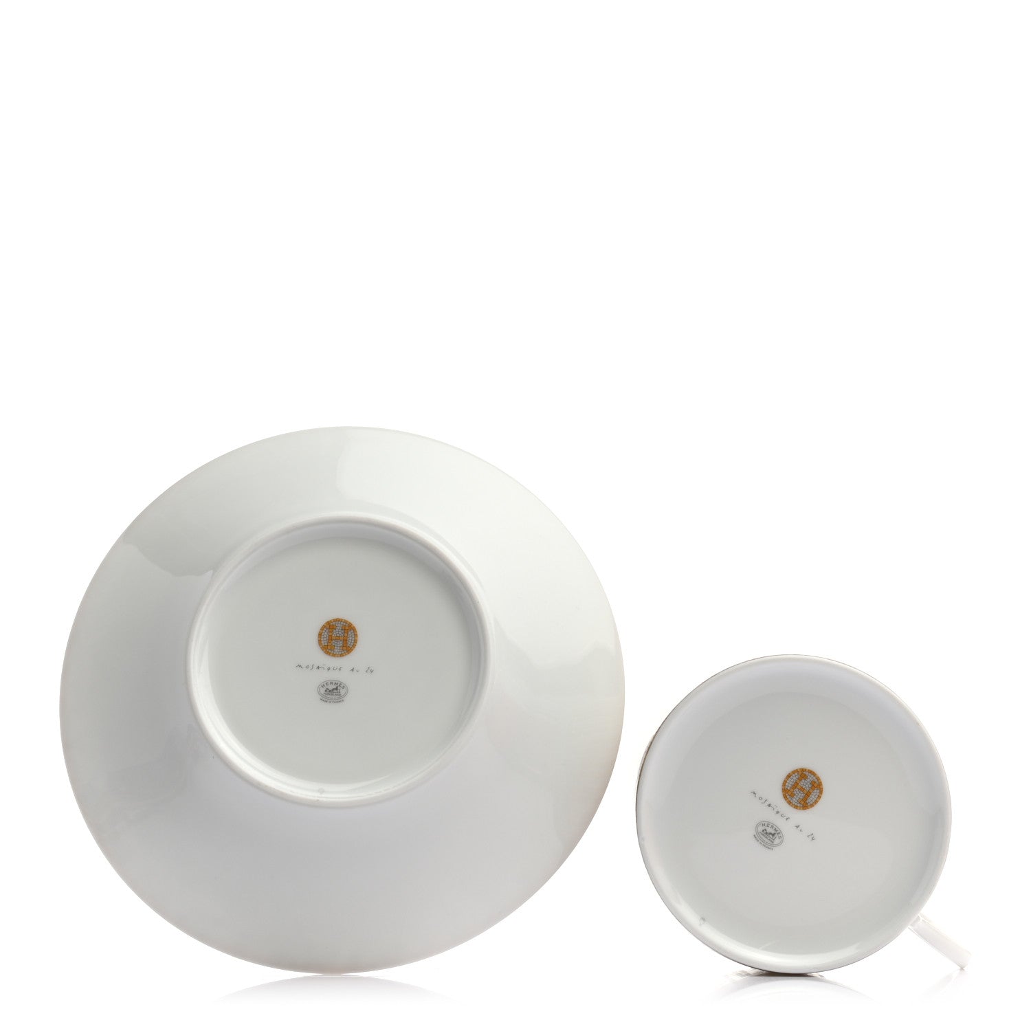 Hermes Porcelain Mosaique Au 24 Gold Breakfast Cup And Saucer Set Of 2 4 of 9