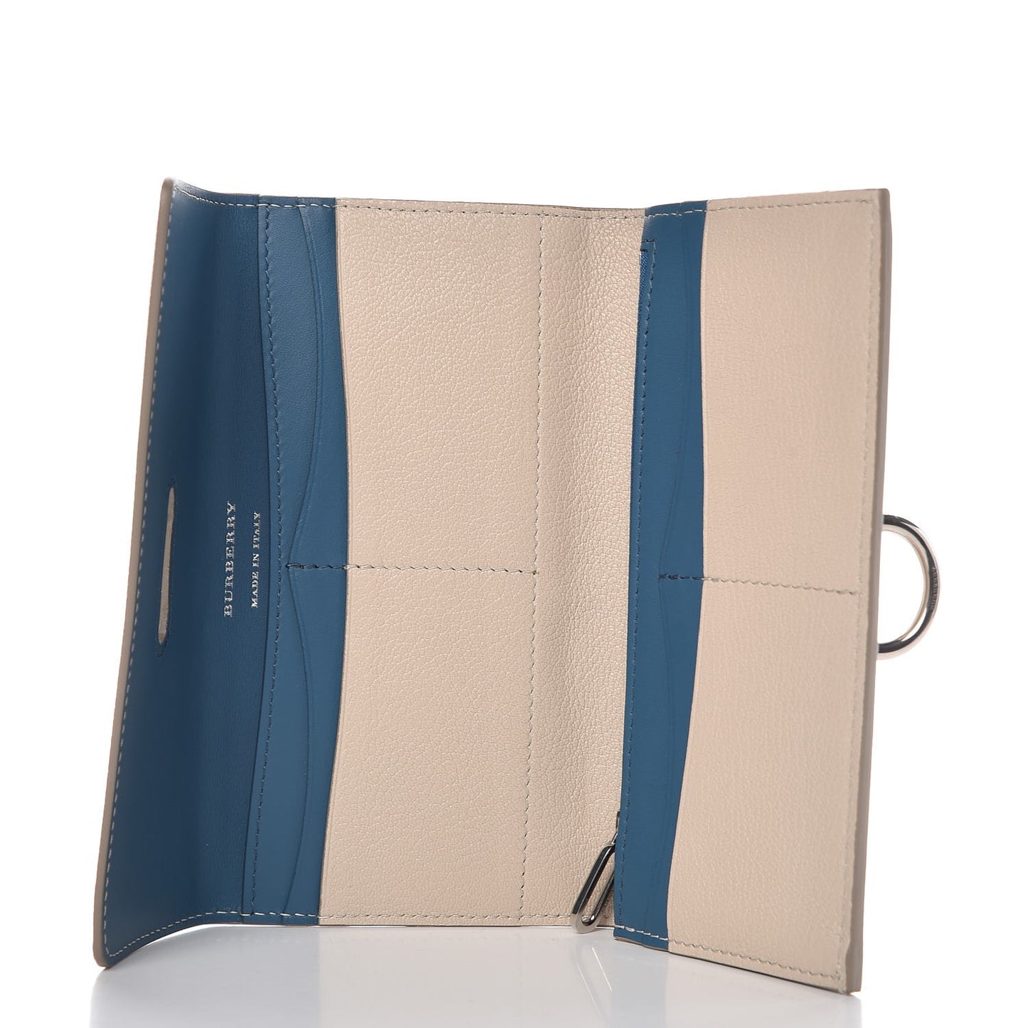 Grainy Calfskin D-Ring Continental Wallet Stone