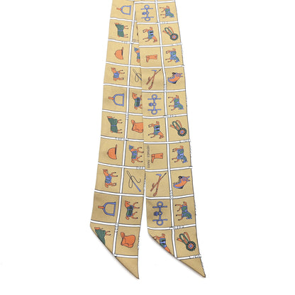 Hermes Silk Couvertures Et Tenues Twilly Mordore White Blue 2 of 3