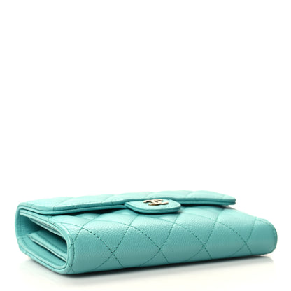 Chanel Caviar Quilted Medium Flap Wallet Light Blue 4 of 9