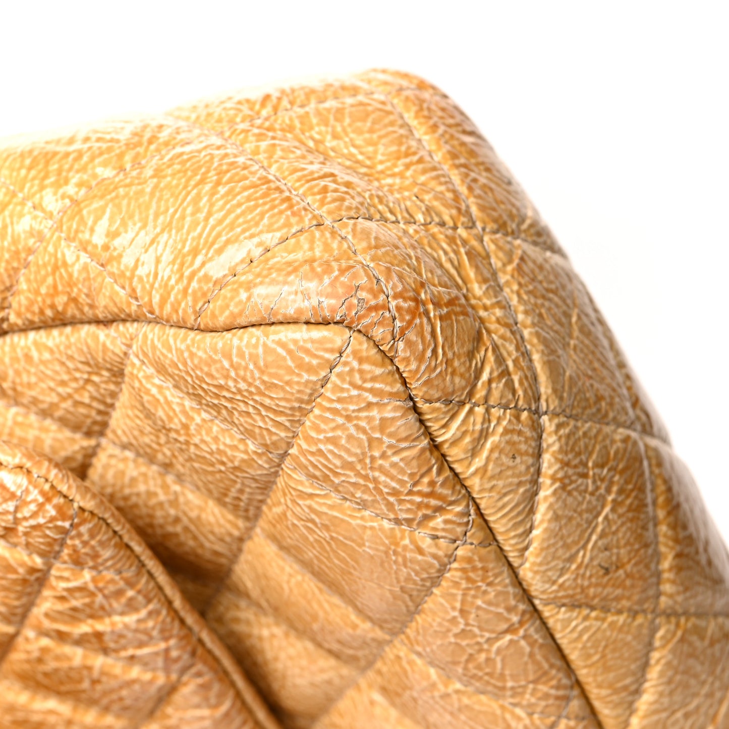 Crinkled Patent Quilted Jumbo Single Flap Light Beige