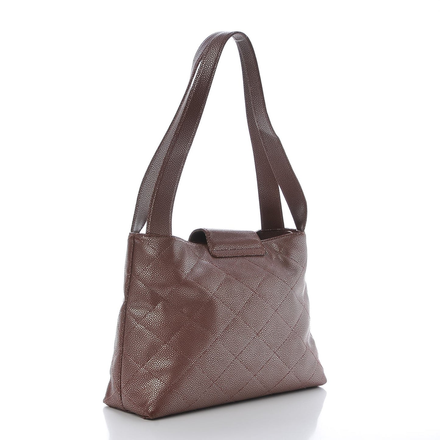 Metallic Caviar Quilted Shoulder Bag Brown