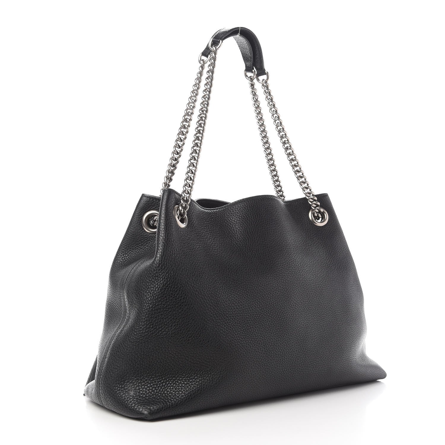 Gucci Pebbled Calfskin Studded Medium Soho Chain Shoulder Bag Black 3 of 10