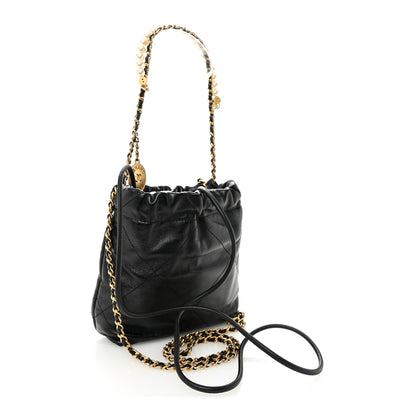Chanel Shiny Crumpled Calfskin Quilted Pearl Mini Chanel 22 Black 3 of 10