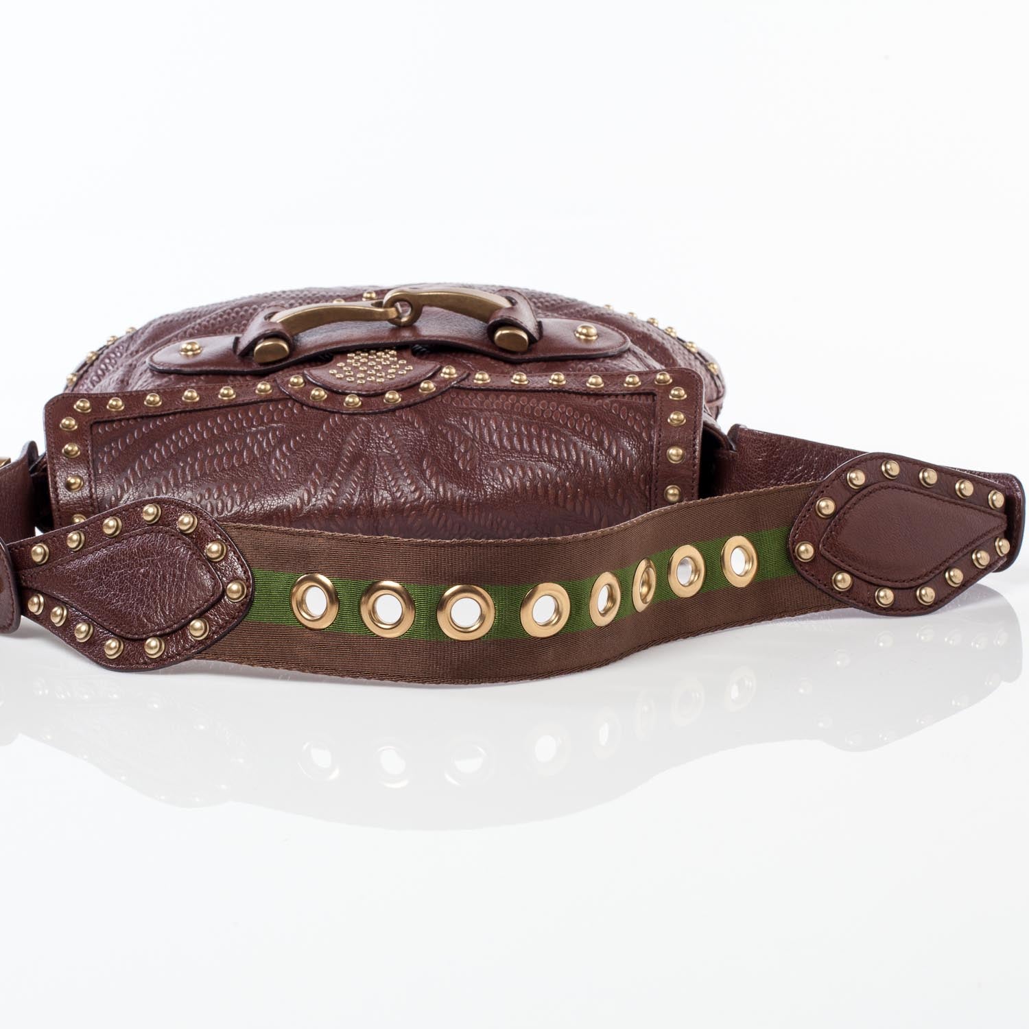 Gucci Leather Studded and Tooled Pelham Brown 7 of 10
