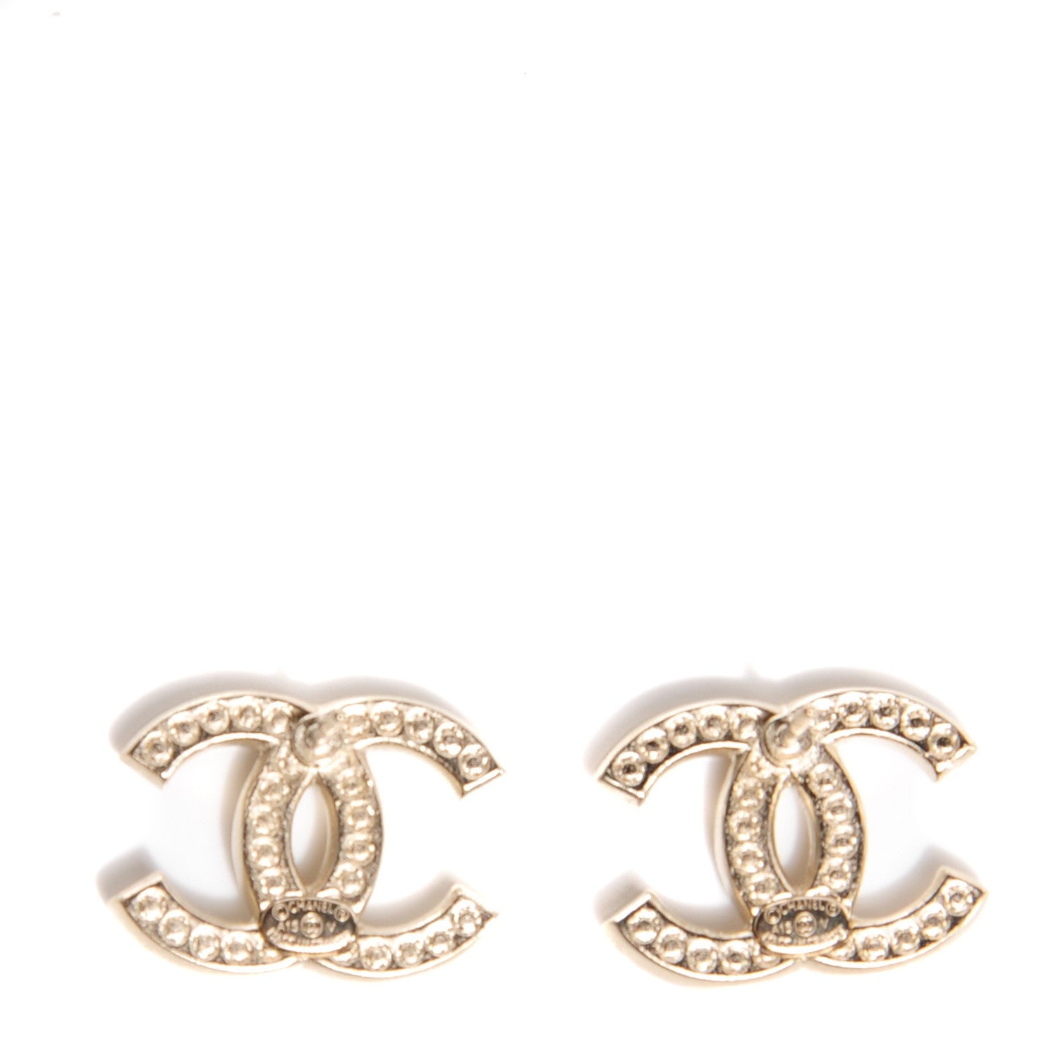 Chanel Crystal CC Earrings Light Gold 3 of 5