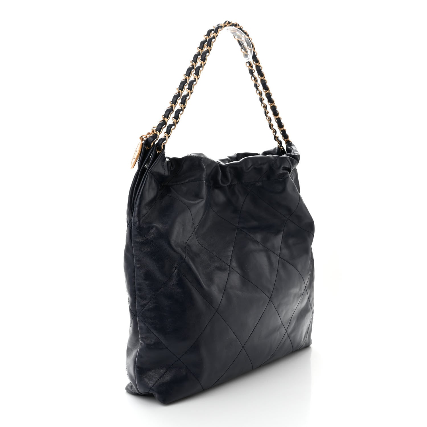 Chanel Shiny Calfskin Quilted Chanel 22 Navy Blue 4 of 12