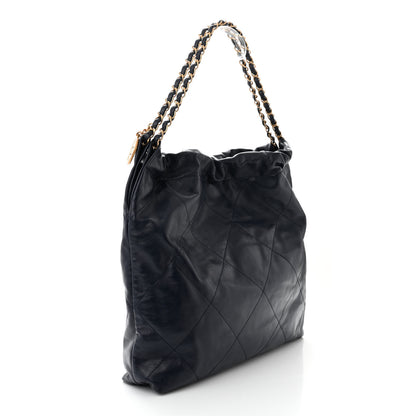 Chanel Shiny Calfskin Quilted Chanel 22 Navy Blue 4 of 12