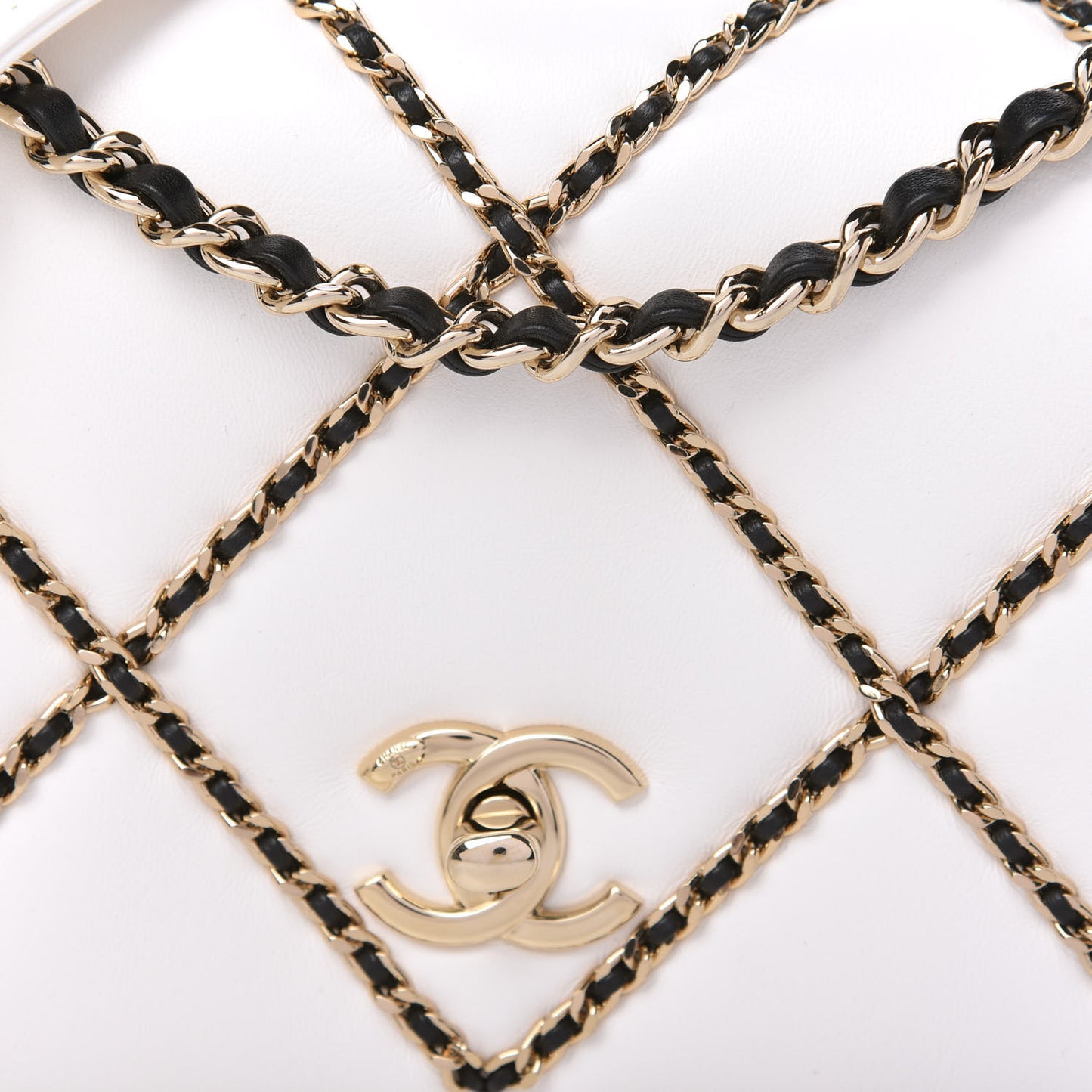 Lambskin Small Entwined Chain Flap White