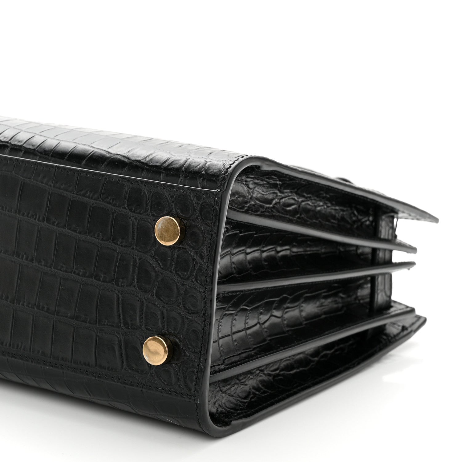 Saint Laurent Calfskin Crocodile Embossed Baby Sac De Jour Black 10 of 10